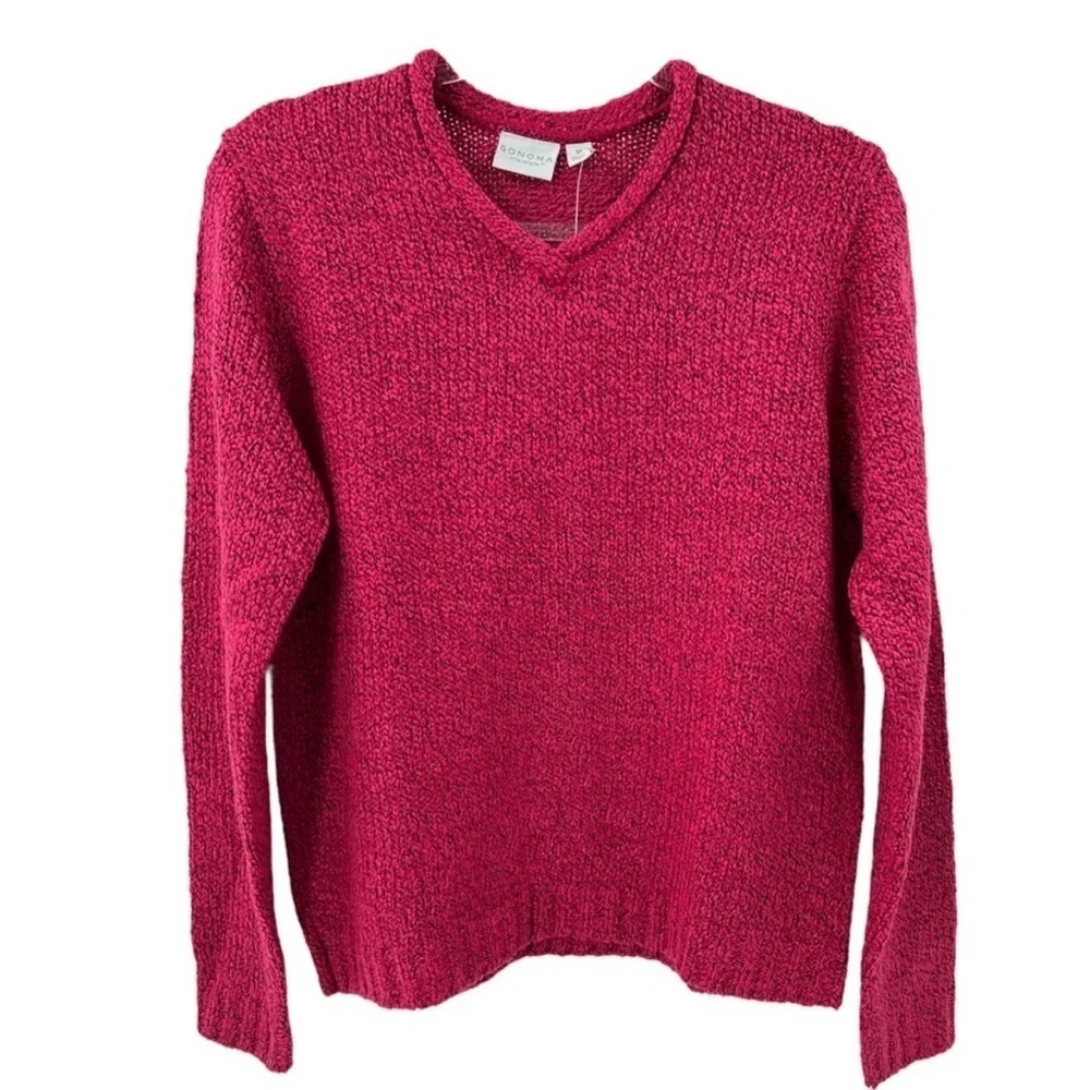 Sonoma Lifestyle Cherry V-neck Long Sleeve Sweater Size M